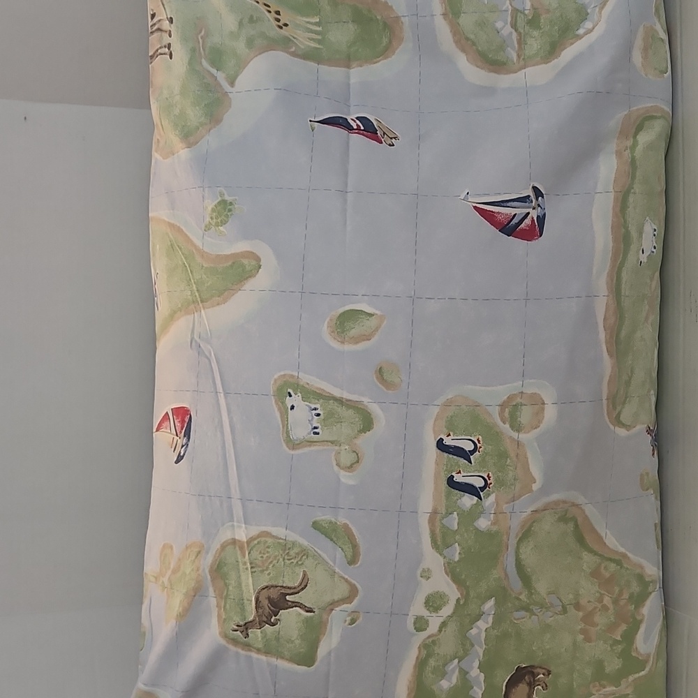 Pottery Barn Vintage Explorer Island Animals & Sailboat Twin Flat Pillowcase